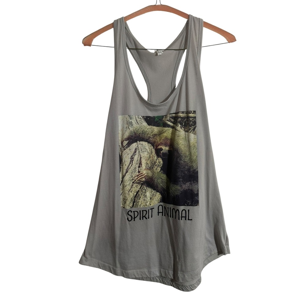 Ideal by Next Level Sloth Spirit Animal Racerback Tank Top Gray Womens XXL
